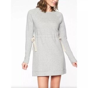 Athleta Heathered Grey‎ French Terry Drawstring Waist Sweatshirt Dress Small |Q1